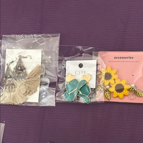 Earrings with Metallic Accents / Boho Style - Picture 1 of 5